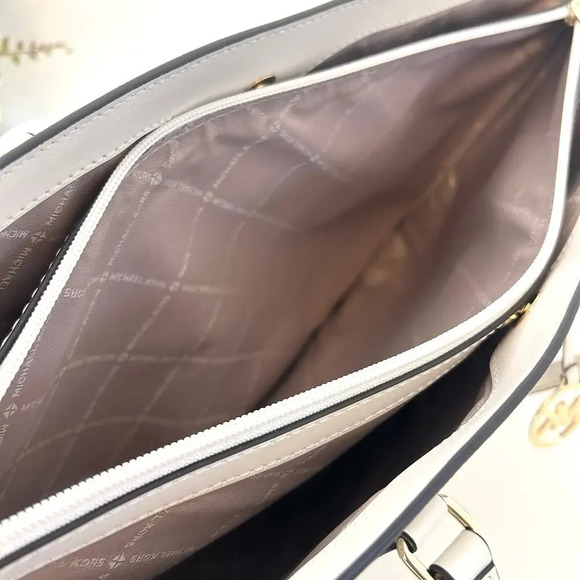 Michael Kors Purse & Wallet Sheila Large Signature Logo Tote Bag LT Cream MK - Picture 7 of 10